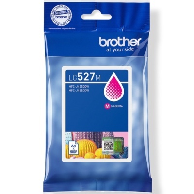 Pacote azul com cartucho de tinta Brother LC527M magenta