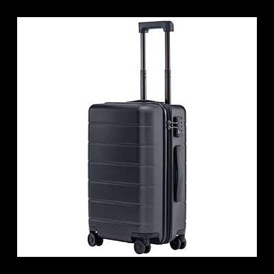 Mala de viagem rígida preta com rodas e pega extensível
