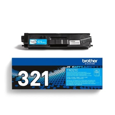 Cartucho de toner Brother TN-321C ciano com embalagem azul e preta