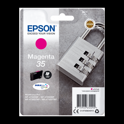 Embalagem de tinteiro Epson Magenta 35 com cadeado metálico