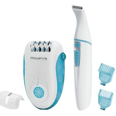 Conjunto de aparelhos de cuidado pessoal branco e azul Rowenta Flower Love