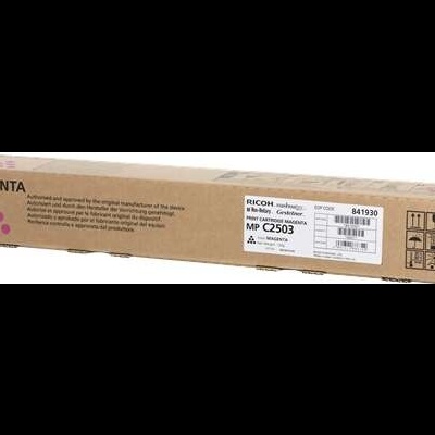 Caixa de cartucho toner magenta RICOH MP C2503 em embalagem de papelão