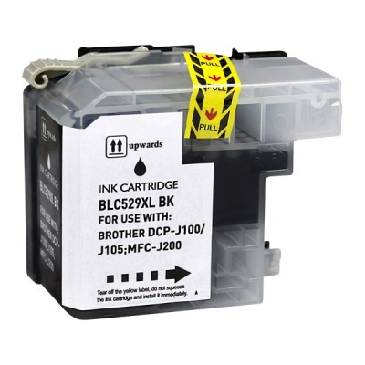 Cartucho de tinta preto BLC529XL para impressoras Brother com etiqueta e selo amarelo