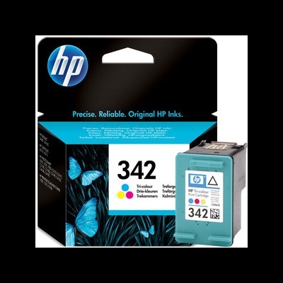 Embalagem e cartucho de tinta HP 342 tri-cor com borboleta azul