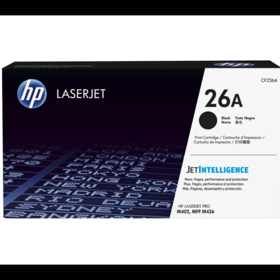 Embalagem de cartucho de toner HP LaserJet 26A preta