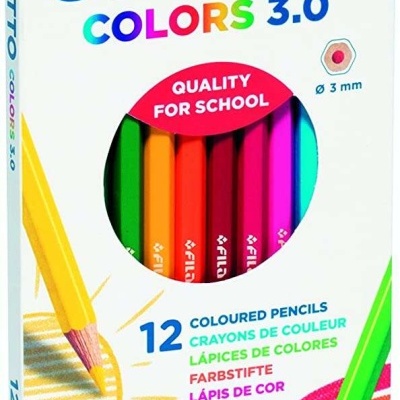 Estojo de lápis de cor GIOTTO COLORS 3.0 com 12 lápis coloridos em embalagem branca com arco-íris
