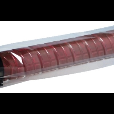 Toner de impressora vermelho em embalagem plástica transparente