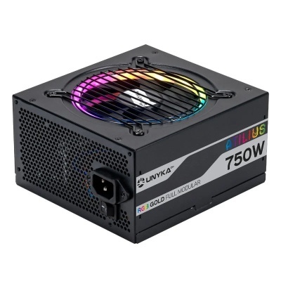Fonte de alimentação UNYKA ATILIUS 750W com ventoinha RGB e grelha preta