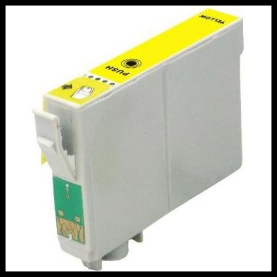 Cartucho de tinta amarela para impressora, com texto YELLOW e PUSH