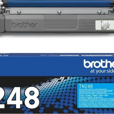 Cartucho de toner Brother TN248 ciano com embalagem azul e preta