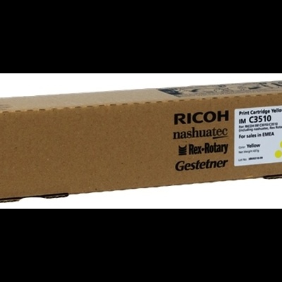 Cartucho de impressão amarelo RICOH IM C3510 na caixa de cartão