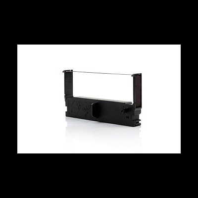 Fita de impressora preta com estrutura plástica e fita magnética visível