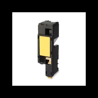 Cartucho de toner preto para impressora com etiqueta amarela.