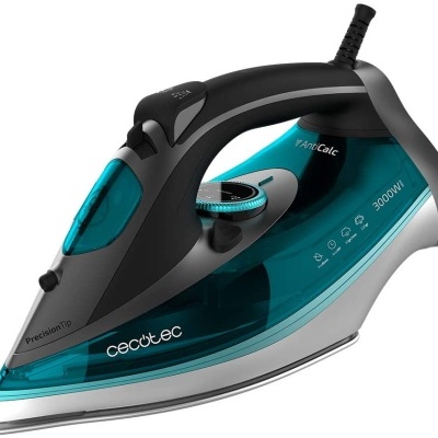 Ferro de engomar Cecotec azul translúcido com regulador e detalhes pretos