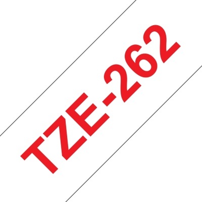 Etiqueta branca com o texto TZE-262 em vermelho