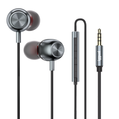 Auscultadores intra-auriculares cinza metálico com cabo e ficha jack 3,5mm