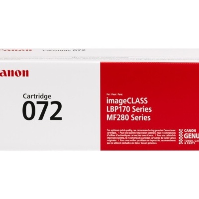 Embalagem de cartucho de toner Canon Cartridge 072, branco e vermelho