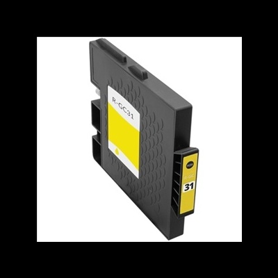 Cartucho de tinta preto R-CG31 com etiqueta amarela e branco