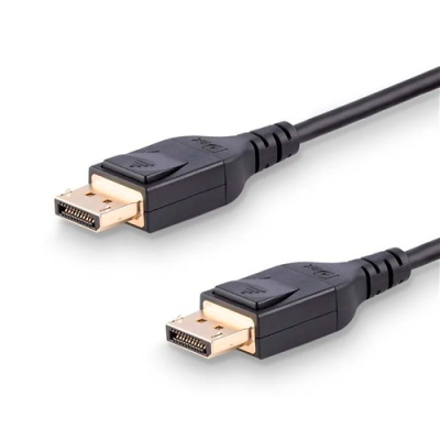 Cabo DisplayPort preto com conectores dourados