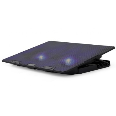 Base de suporte para laptop preta com ventiladores visíveis