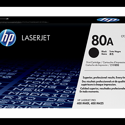 Embalagem de cartucho de impressão HP LaserJet 80A preto