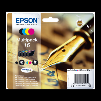 Embalagem de tinteiros Epson Multípack 16 com quatro cores para impressoras