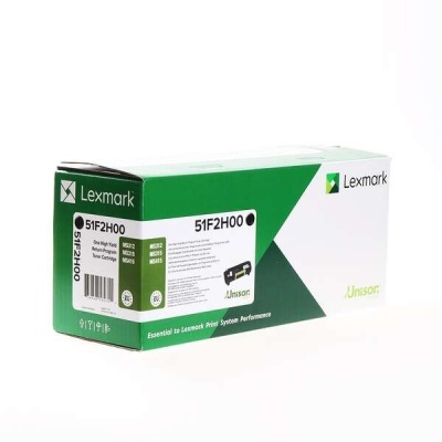 Caixa de cartucho de toner Lexmark 51F2H00 em verde e branco