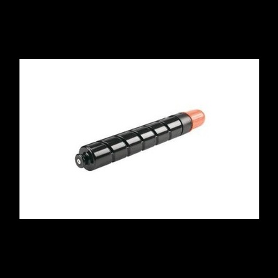 Toner preto cilíndrico com tampa laranja sobre fundo branco