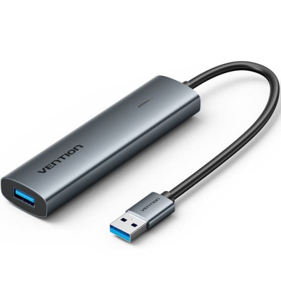 Adaptador USB cinzento VENTION com conetor USB tipo A azul e cabo preto