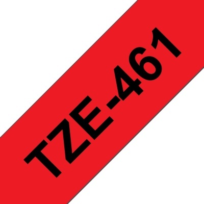 Etiqueta vermelha com texto TZE-461