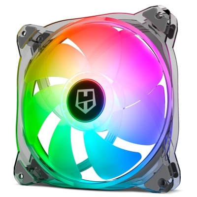 Ventoinha transparente para computador com iluminação RGB colorida
