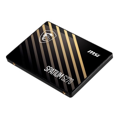 Disco SSD MSI SPATIUM S270 preto com riscas douradas
