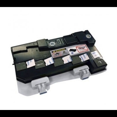 Cartucho de toner preto para impressora com etiquetas de aviso