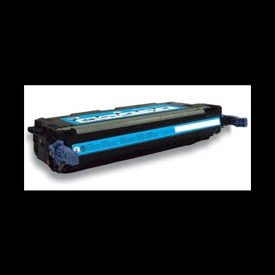 Toner para impressora preto com etiqueta azul e detalhe azul