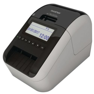 Impressora de etiquetas Brother QL-560NWB preta e branca com ecrã digital