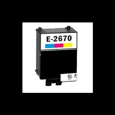 Cartucho de tinta preto para impressora com etiqueta E-2670 e faixas coloridas