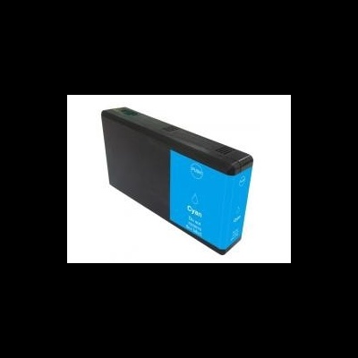 Cartucho de tinta ciano para impressora com etiqueta azul e invólucro preto