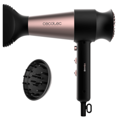 Secador de cabelo Cecotec Bamba preto e rosa metálico com difusor
