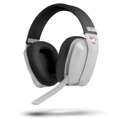 Auriculares over-ear com microfone e alça cinzenta escura