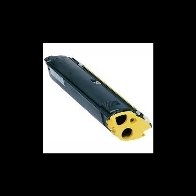 Cartucho de toner preto com detalhes amarelos