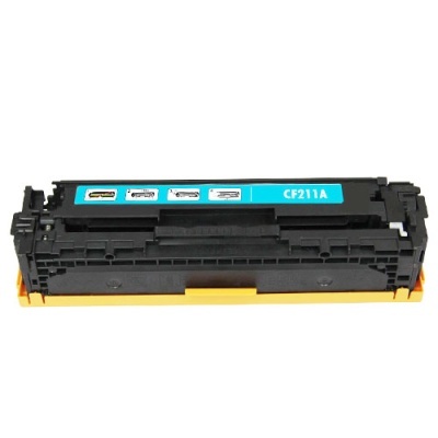 Cartucho de impressora preto com etiqueta azul CF211A e base amarela