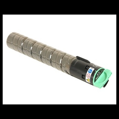 Toner ciano para impressora com tampa verde clara e corpo cinzento translúcido