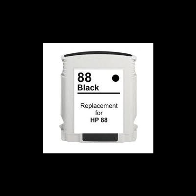 Cartucho de tinta preto HP 88 em plástico branco com etiqueta