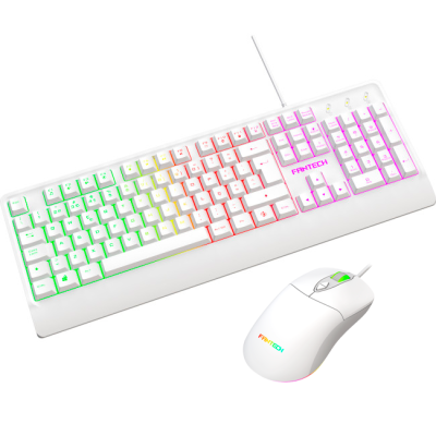 Teclado branco com iluminação RGB e rato branco FANTECH com iluminação