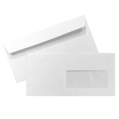 Dois envelopes brancos com uma janela transparente num deles