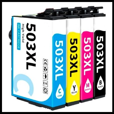 Conjunto de quatro tinteiros de impressora coloridos 503XL