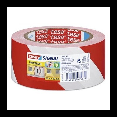 Rolo de fita adesiva vermelha tesa SIGNAL UNIVERSAL com etiqueta