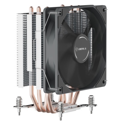 Cooler para computador UNYKA com ventoinha preta e radiador em alumínio com tubos de cobre