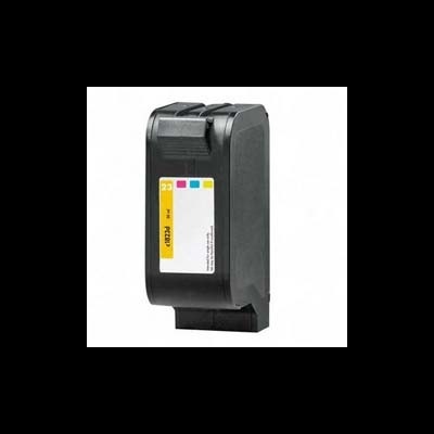 Cartucho de tinta preto com etiqueta colorida e texto 23 PRETO