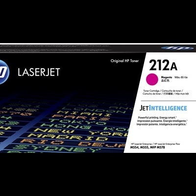 Embalagem de toner HP LaserJet 212A magenta preto com texto